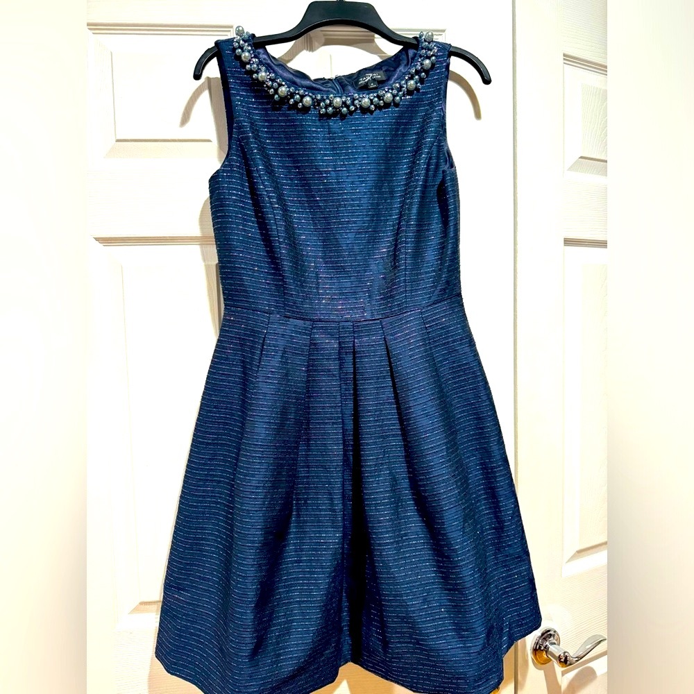Tahari Holiday Cocktail Party Navy Blue Dress